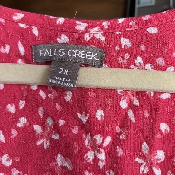 FALLS CREEK Dusty Pink/Cream Floral Pattern Button Babydoll Top w/Lace, 2X, GUC. - Picture 3 of 7